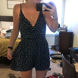 Navy blue american eagle floral romper